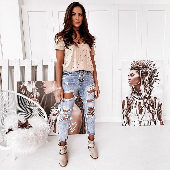 Damen Ripped Mom-Jeans mit hohem Bund und lässigem Schnitt Drune