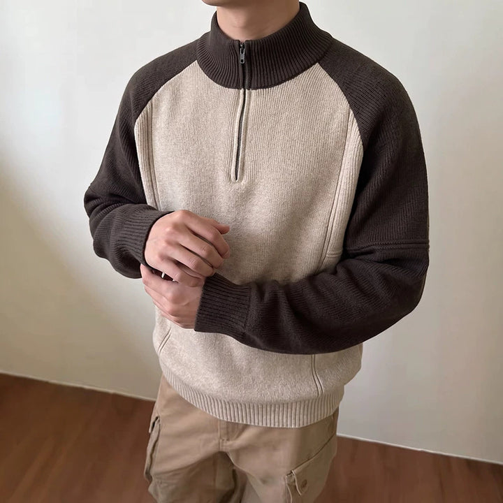Herren Halbzip-Pullover mit Strickmuster Drune