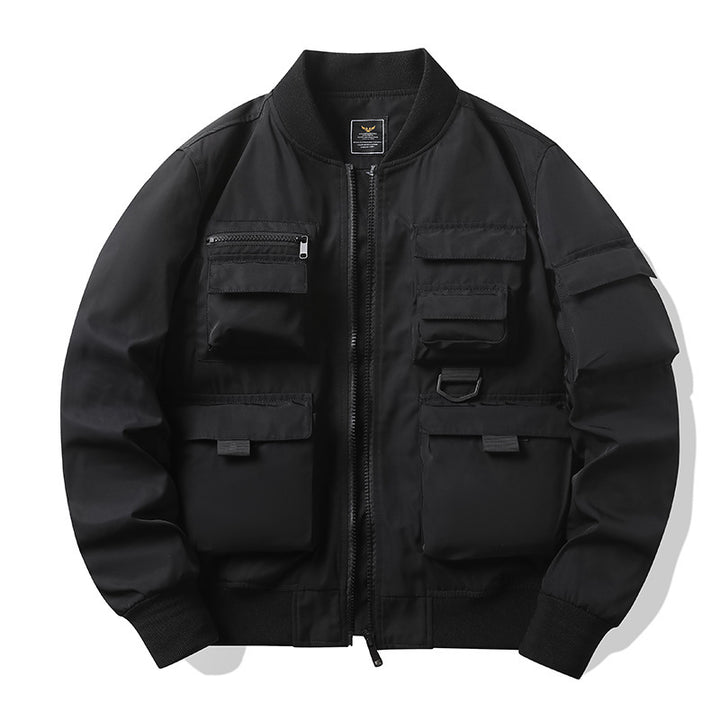 Herren Multitaschen-Tactical-Bomber mit modularen Außenfächern und D-Ring-Details Drune
