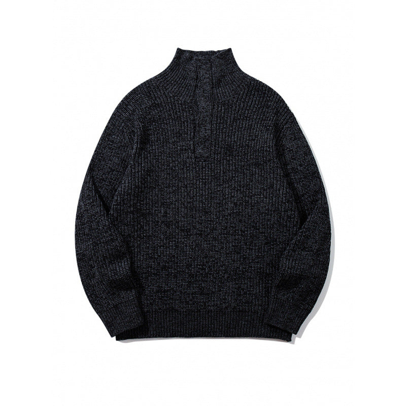 Unisex Grobgestrickter Halfzip-Pullover mit Stehkragen und markanter Rippenstruktur Drune