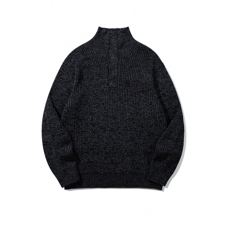 Unisex Grobgestrickter Halfzip-Pullover mit Stehkragen und markanter Rippenstruktur Drune