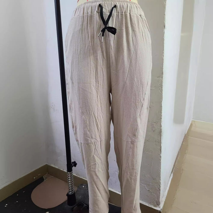 Herren nan lässige Leinenharemshose mit elastischem Bund und seitlichen Eingrifftaschen Drune