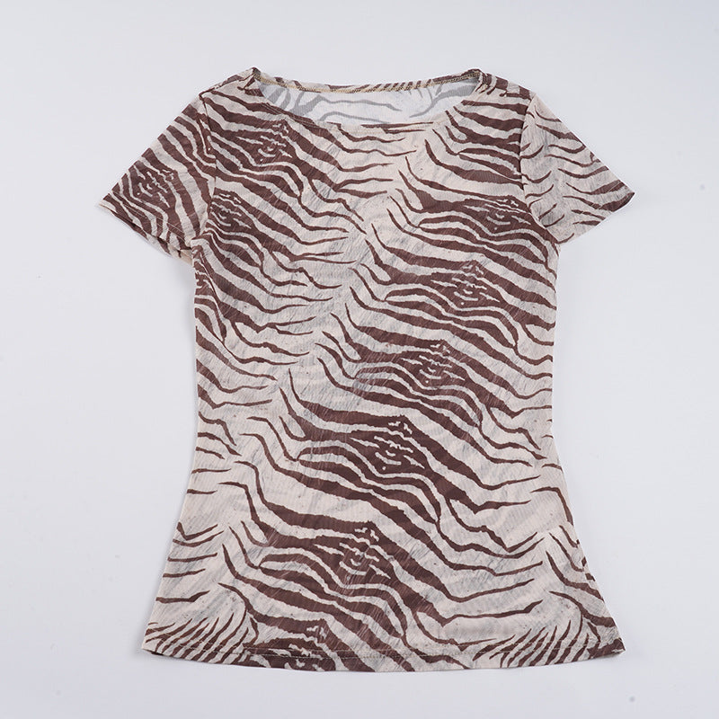 Damen T-Shirt mit dynamischem Zebra-Muster Drune