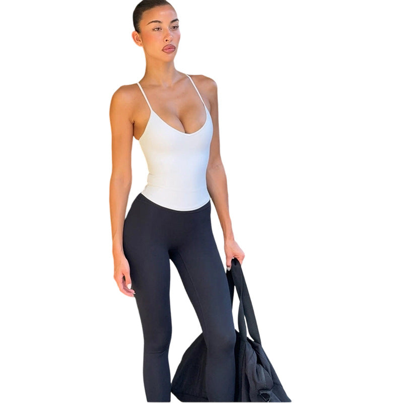 Damen Sportliches Body mit tiefem V-Ausschnitt Drune