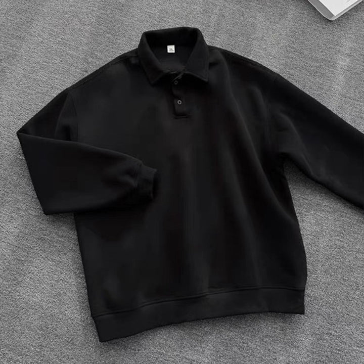 Herren Poloshirt-Sweatshirt mit Hemdkragen und Oversize-Schnitt Drune