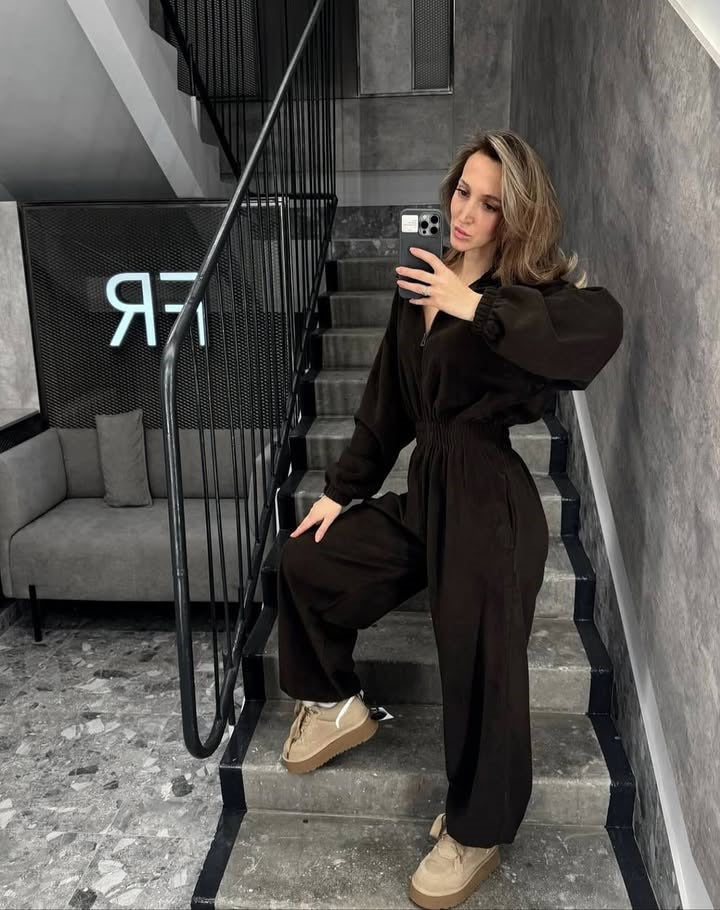 Damen Fleece-Jumpsuit mit hohem Kragen und praktischem Reißverschluss Drune