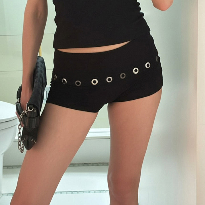 Damen Sportliche Shorts mit kontrastierendem Bund und eleganten Ösen Drune