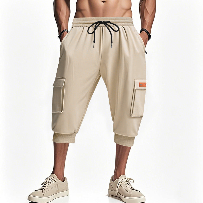 Herren lässige Cargo-Shorts mit Taschen und elastischem Bund Drune