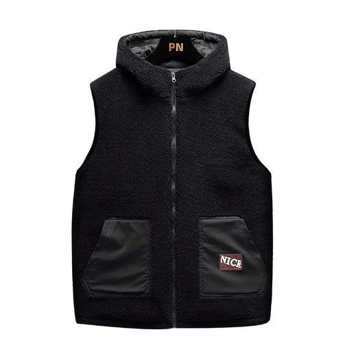 Herren Teddy-Fleece-Weste mit Stehkragen, Reißverschluss und aufgesetzten Taschen Drune
