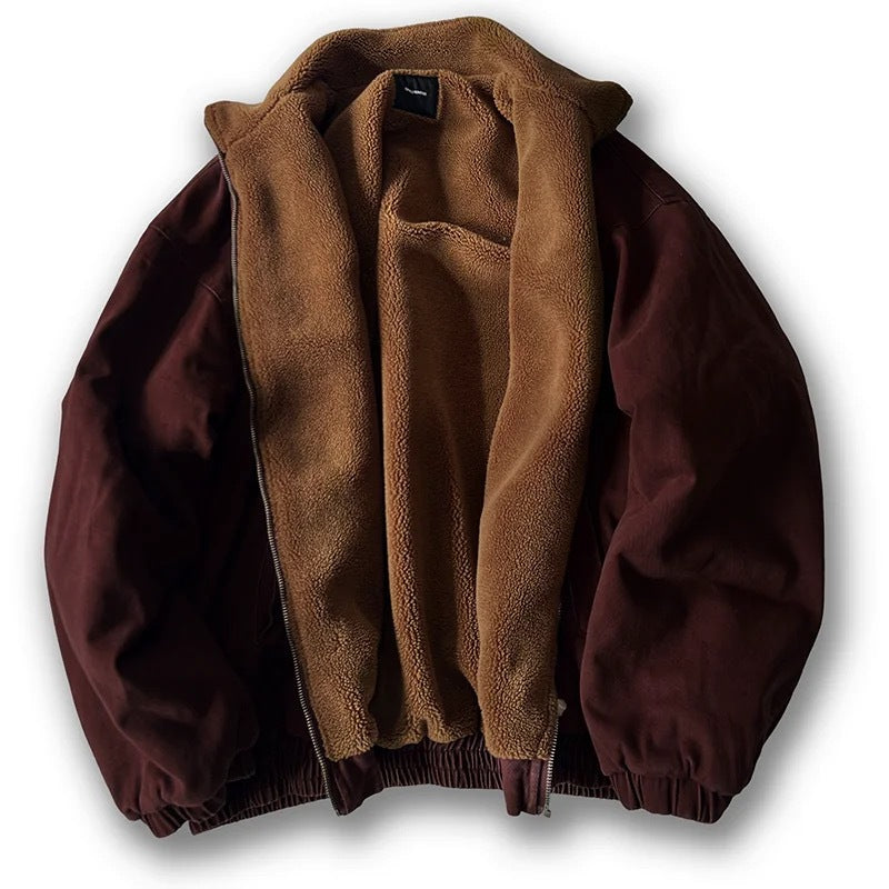 Unisex Wattierte Bomberjacke mit Teddyfutter Drune