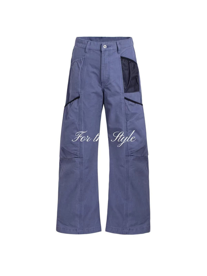 Damen Utility-Cargo-Hose mit weitem Bein, Mehrfach‑Taschen & Mesh‑Einsatz Drune
