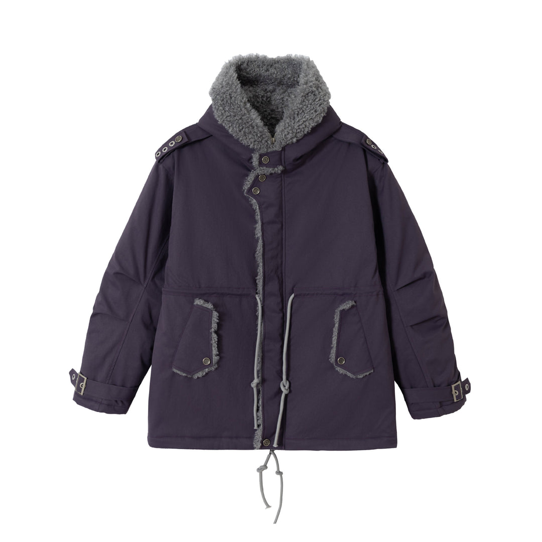 Damen Kurzparka mit Teddyfutter, Tunnelzug und Schnallenärmeln Drune