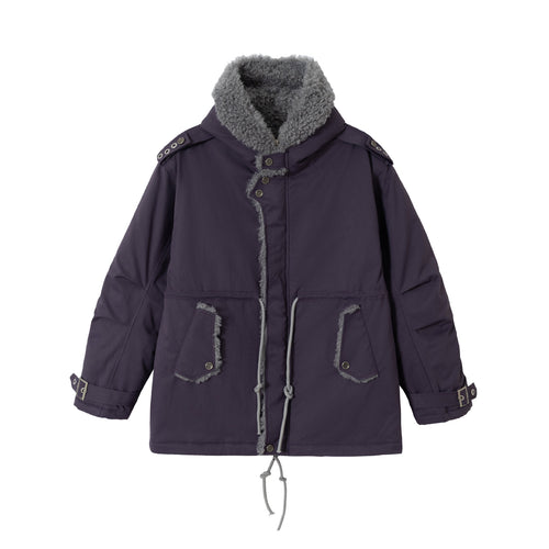 Damen Kurzparka mit Teddyfutter, Tunnelzug und Schnallenärmeln Drune