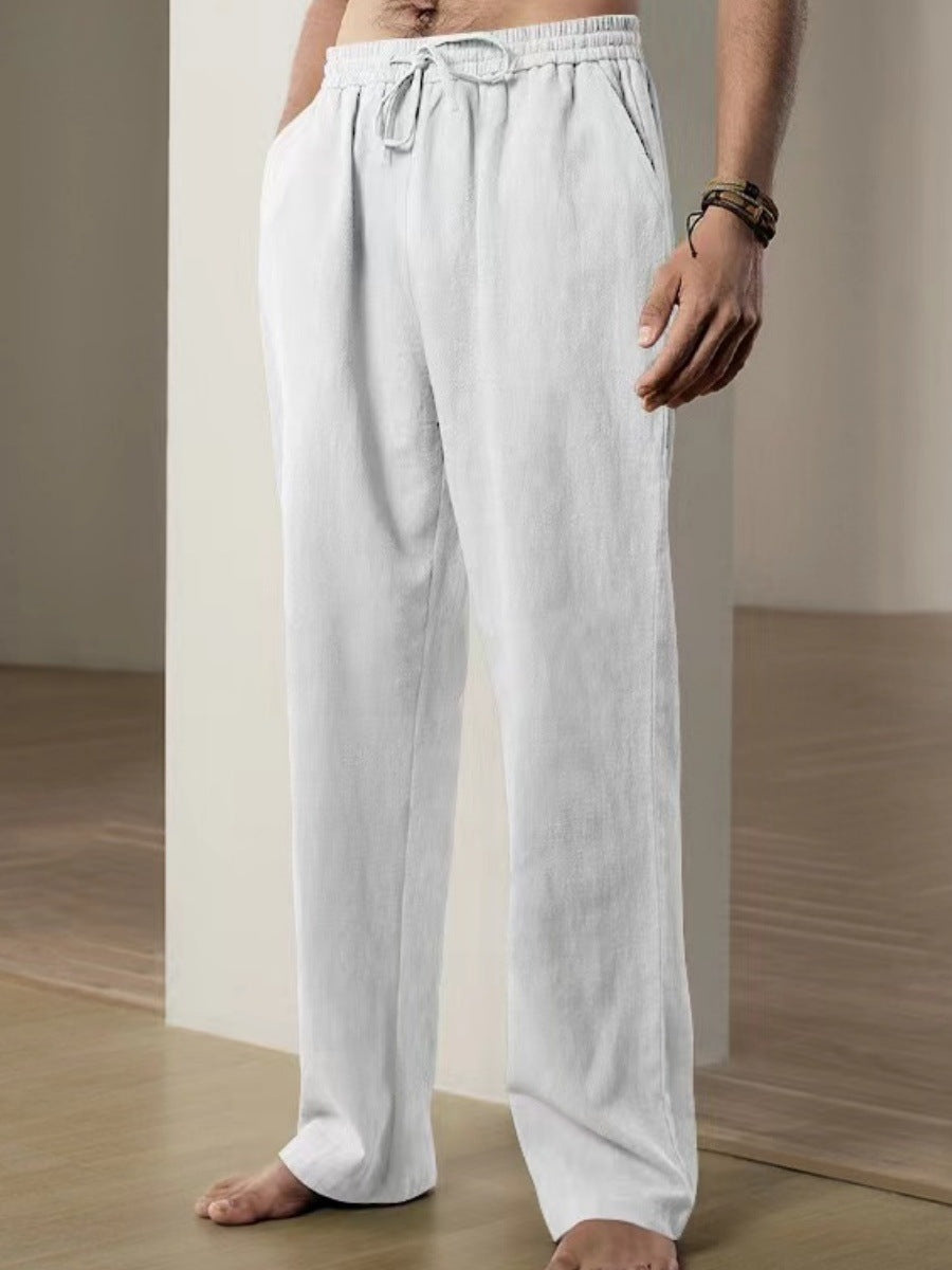Herren Bequeme Leinenhose mit verstellbarem Bund Drune