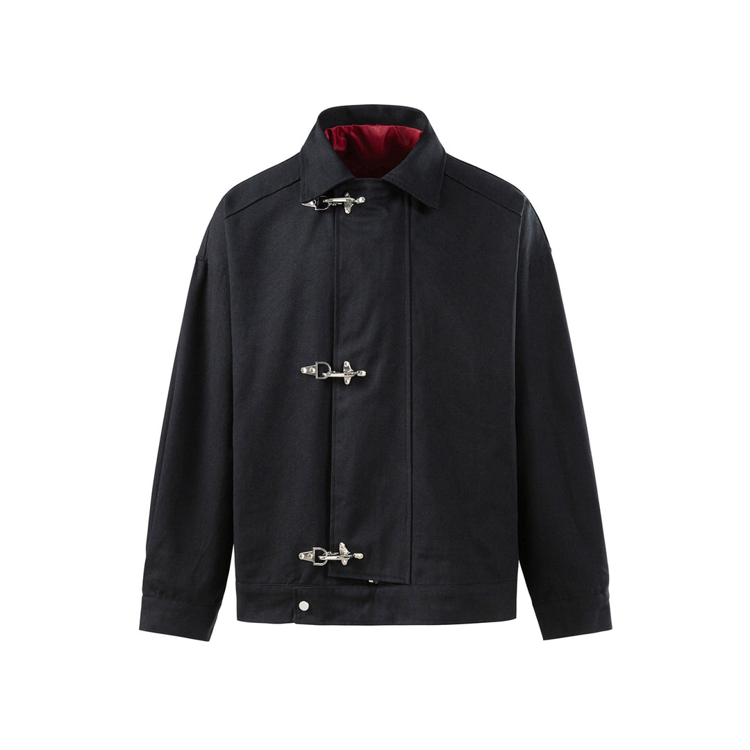Herren Oversize Canvas-Jacke mit markanten Metallhakenverschlüssen Drune