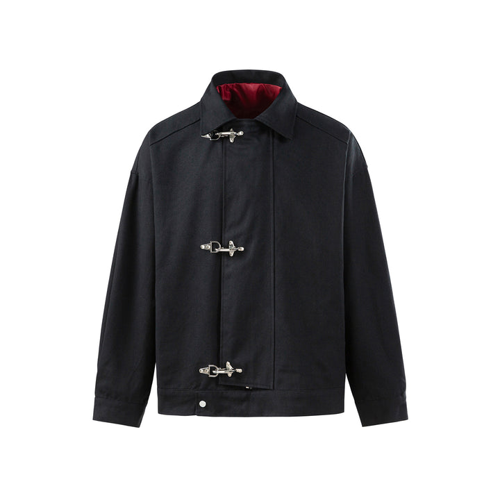 Herren Oversize Canvas-Jacke mit markanten Metallhakenverschlüssen Drune