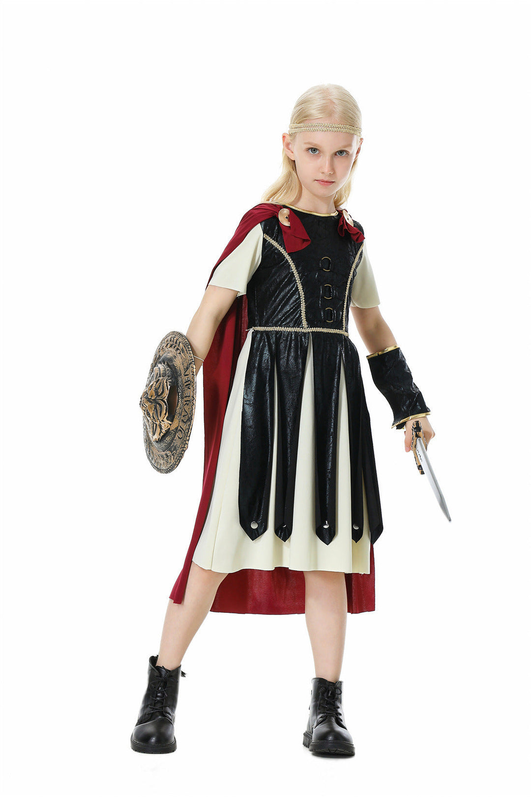 Mädchen Gladiatorinnenkostüm mit Umhang und Accessoires Drune