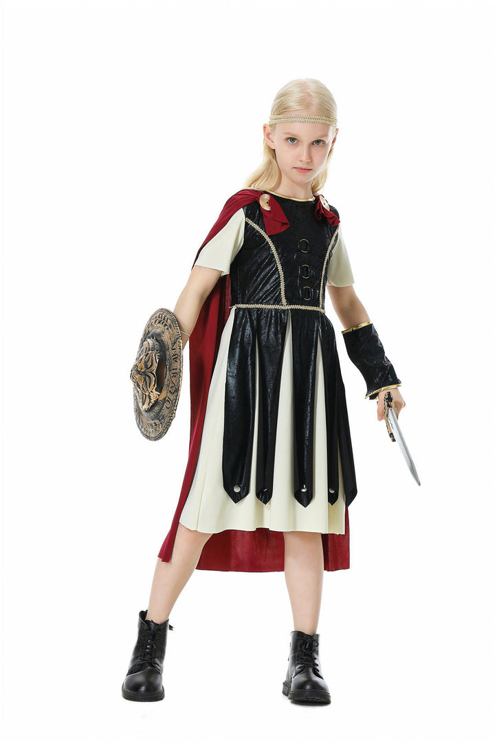 Mädchen Gladiatorinnenkostüm mit Umhang und Accessoires Drune