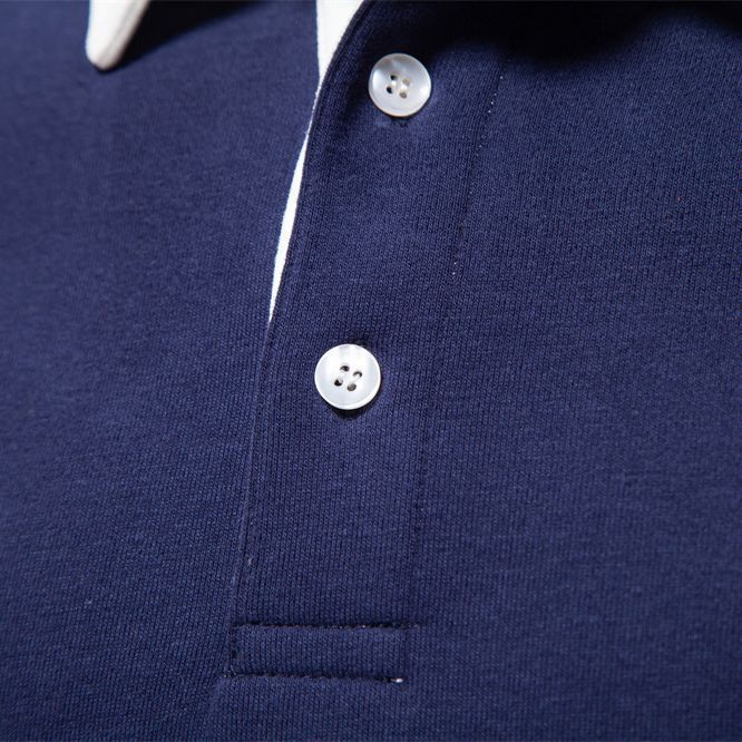Herren nan elegantes Langarm-Poloshirt mit Kontrastkragen Drune