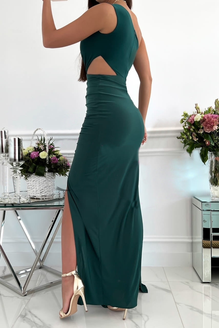 Damen elegantes Wickelkleid mit asymmetrischem Schnitt und seitlichem Schlitz Drune