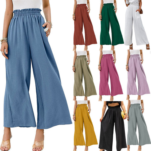 Damen Weite Palazzo-Hose mit elastischem Bund Drune