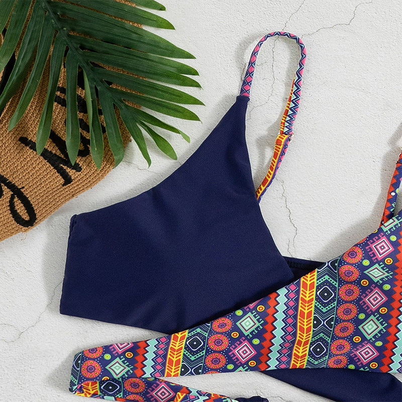 Damen Triangel-Bikini mit raffinierten geometrischen Druckdetails Drune