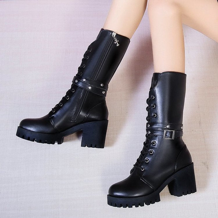 Damen Chunky Schnürstiefel mit modernem Design und robustem Blockabsatz Drune