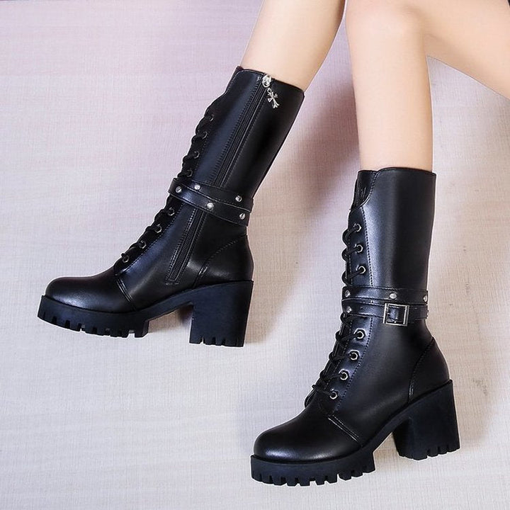 Damen Chunky Schnürstiefel mit modernem Design und robustem Blockabsatz Drune