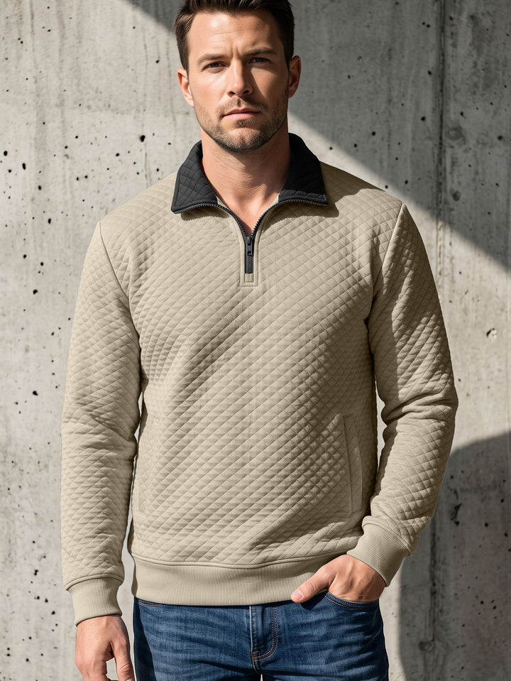 Herren Stepppullover mit Troyerkragen und Halbzip Drune