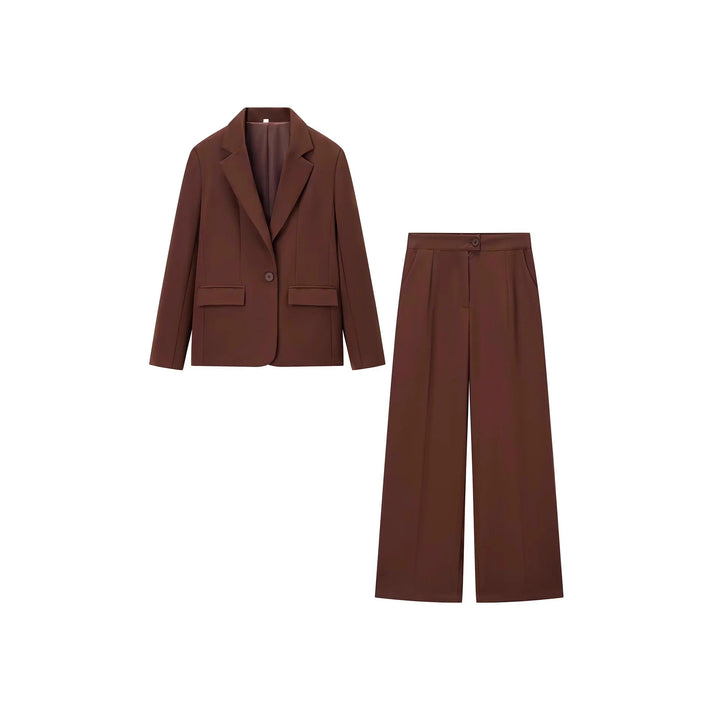 Damen nan elegantes zweiteiliges Tailored-Blazer- und Palazzo‑Hosen-Set mit weiten Bein und Pattentaschen Drune