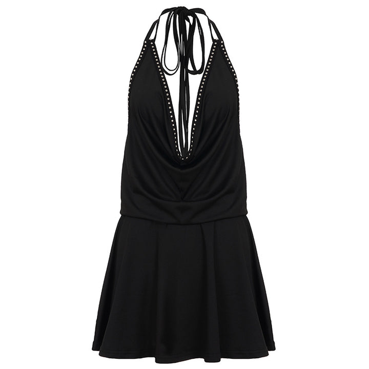 Damen Schwimmkleid mit raffiniertem Halterdesign und funkelnden Strassdetails Drune