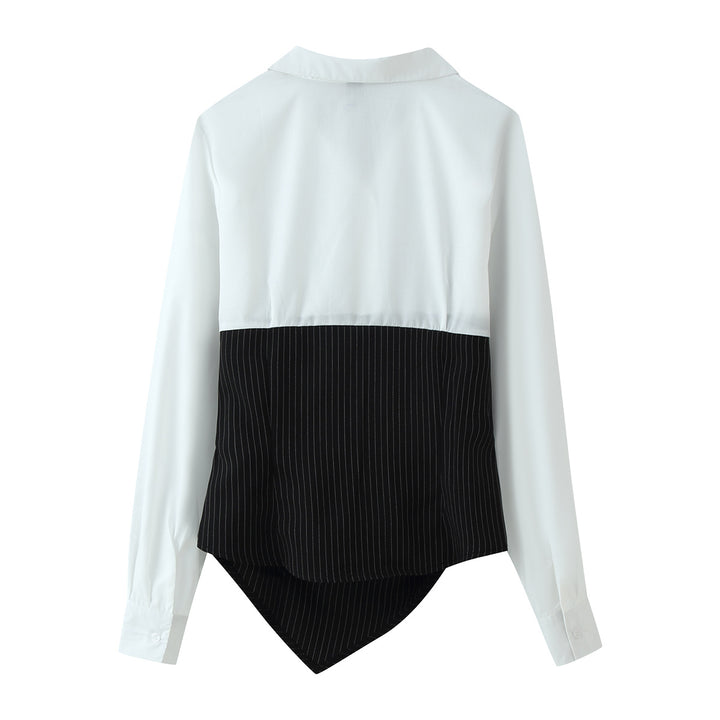 Damen Hemdbluse mit drapiertem Nadelstreifen‑Corset‑Detail Drune