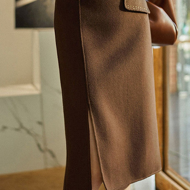 Damen Eleganter Bleistiftrock mit hohem Schlitz und tailliertem Schnitt Drune