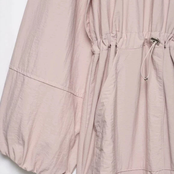 Damen Leichte Oversize‑Utilityjacke mit Tunnelzug‑Taillierung, Stehkragen und Ballonärmeln Drune