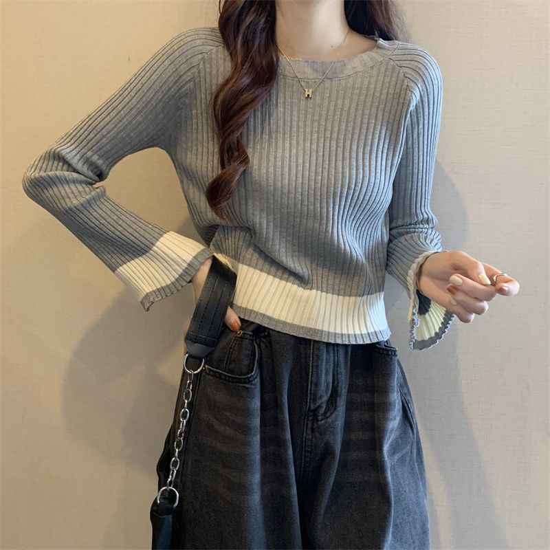 Damen modischer Rippstrickpullover mit lässigem Schnitt Drune
