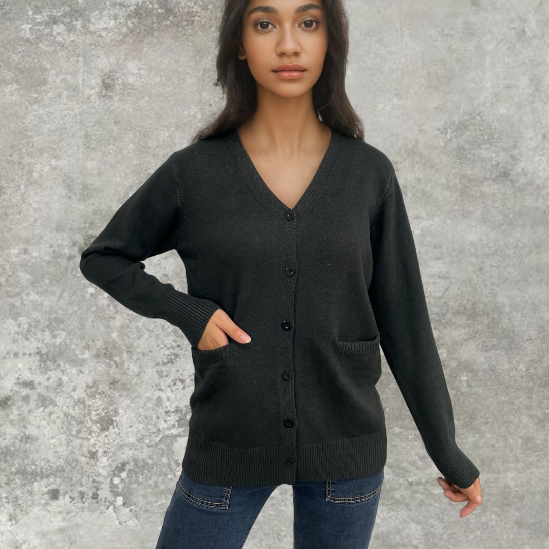 Damen Strickjacke mit feinem Rippenmuster und praktischen Taschen Drune