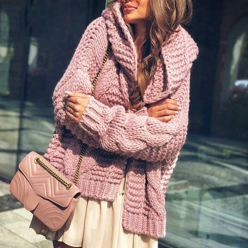 Damen Grober Strickcardigan mit asymmetrischem Schnitt und oversized Ärmeln Drune