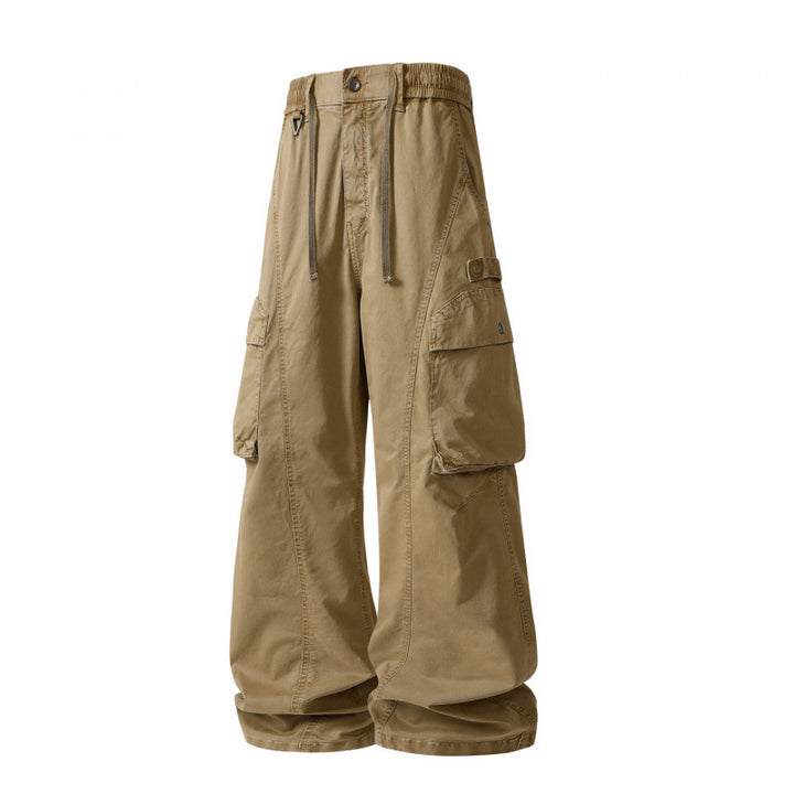 Herren weite Cargo-Hose im Baggy‑Schnitt mit Utility‑Taschen und Kordelbund Drune