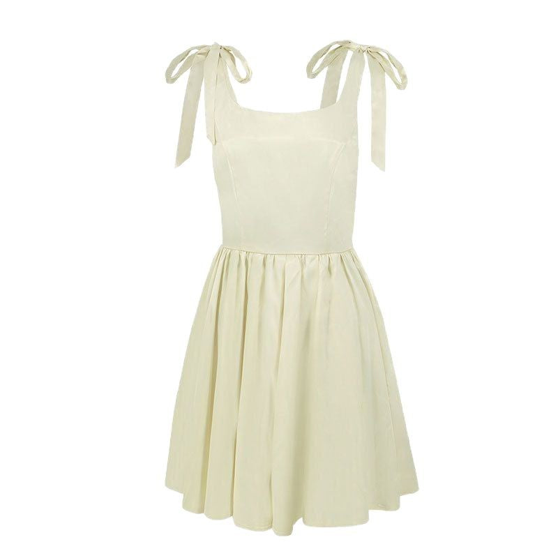 Damen lässiges Sommerkleid mit Schleifen Drune