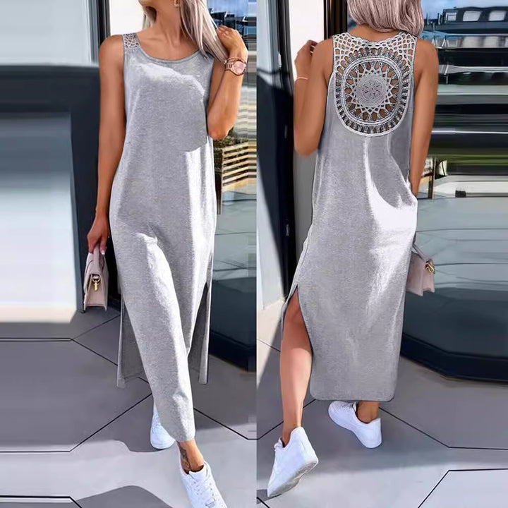 Damen Elegantes Maxi-Kleid mit Rückendetaillierung Drune