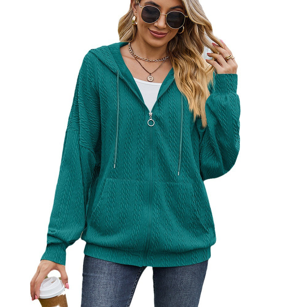Damen Oversized Kapuzenpullover mit Strukturmuster und praktischen Taschen Drune