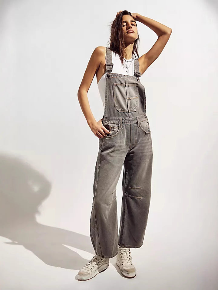 Damen Latzhose im lässigen Oversized-Stil mit praktischen Taschen und modischen Akzenten Drune