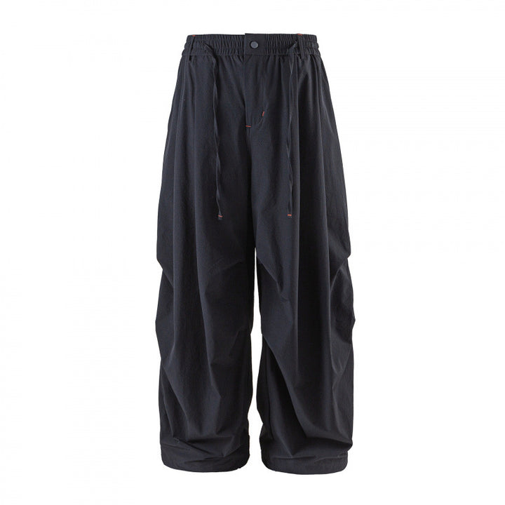 Unisex Weitgeschnittene technische Cargo-Hose mit Gummibund, Kordelzug und Reißverschlusstaschen Drune