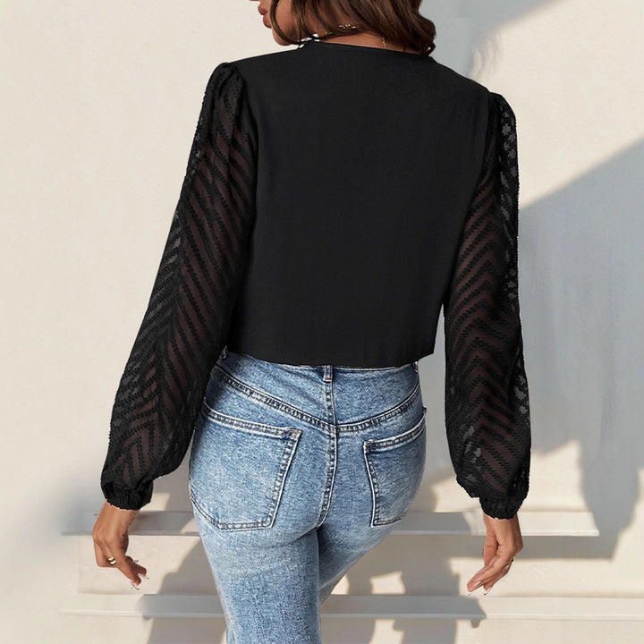 Damen Eleganter Body mit transparenten Ärmeln Drune