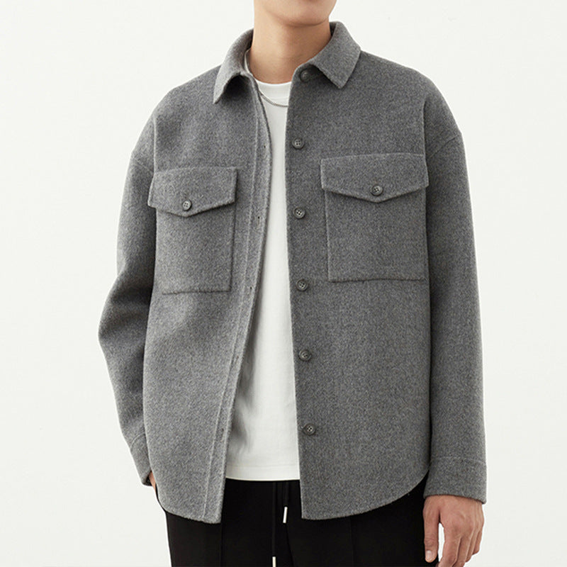 Herren Weiche Wollmix-Hemdjacke im Boxy-Schnitt Drune