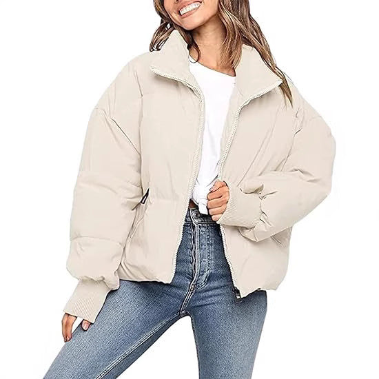 Damen Gesteppte Kurzjacke mit Stehkragen, wattierter Füllung und elastischen Bündchen Drune