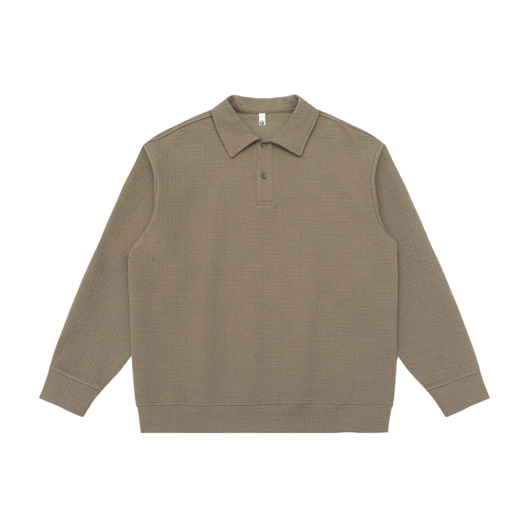 Unisex Waffelstrick-Poloshirt mit Polokragen und Halbknopfleiste Drune