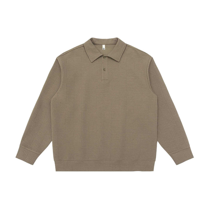 Unisex Waffelstrick-Poloshirt mit Polokragen und Halbknopfleiste Drune