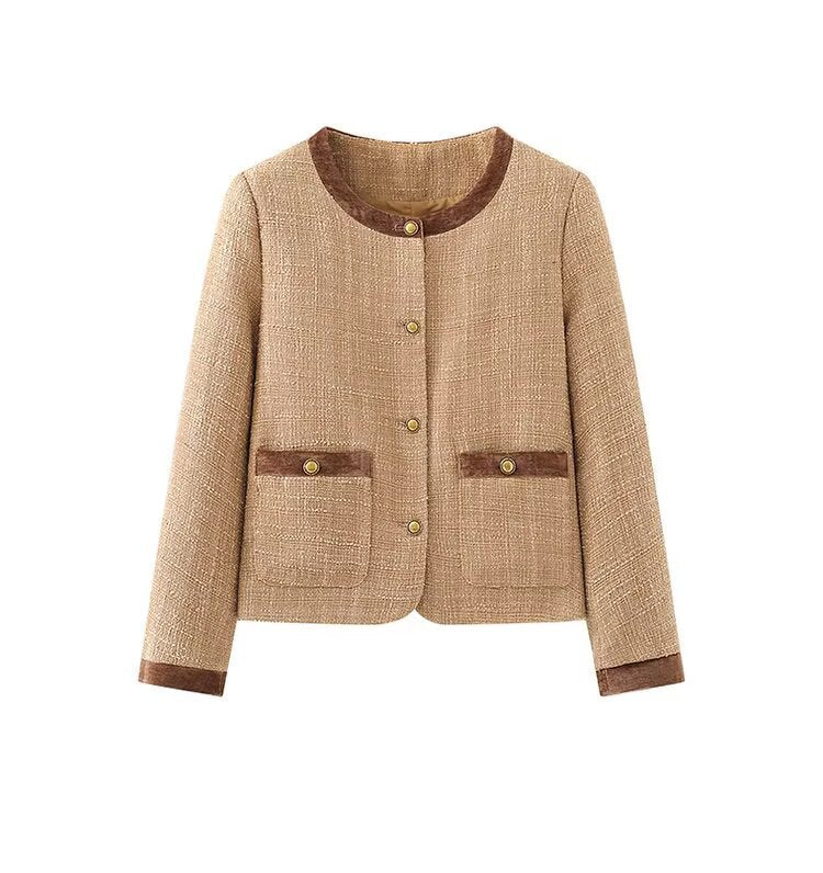 Damen modische Kurzblazerjacke mit eleganten Knopfdetails Drune