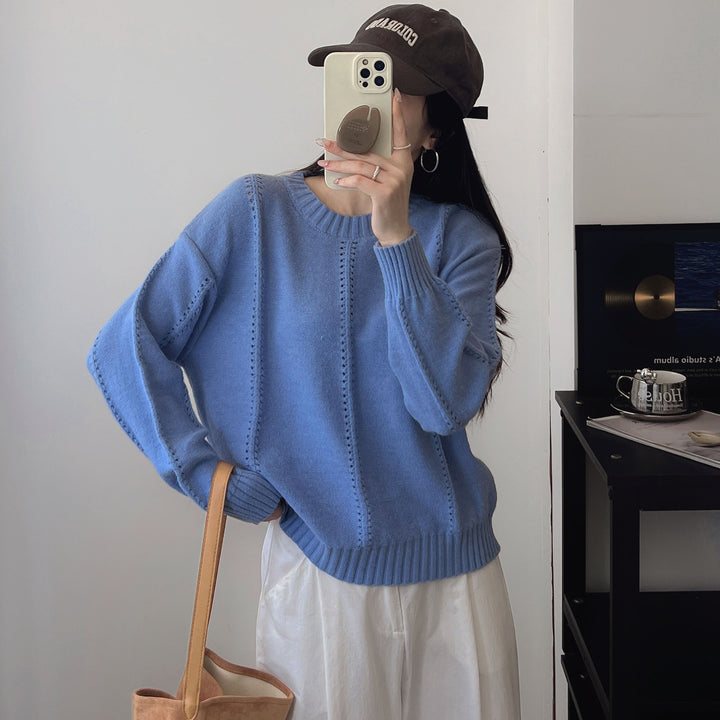 Damen Grobstrickpullover mit femininer Silhouette und strukturiertem Design Drune